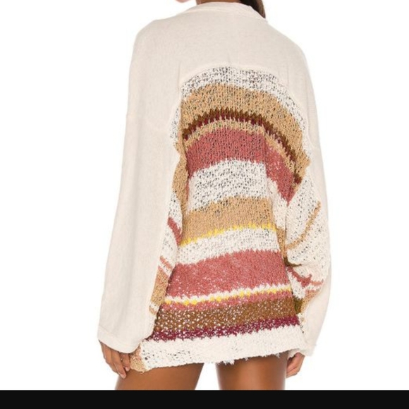 Free People Bayside Knit Drapey Pullover Sweater In Romance Combo Size Large NWT - Picture 2 of 12
